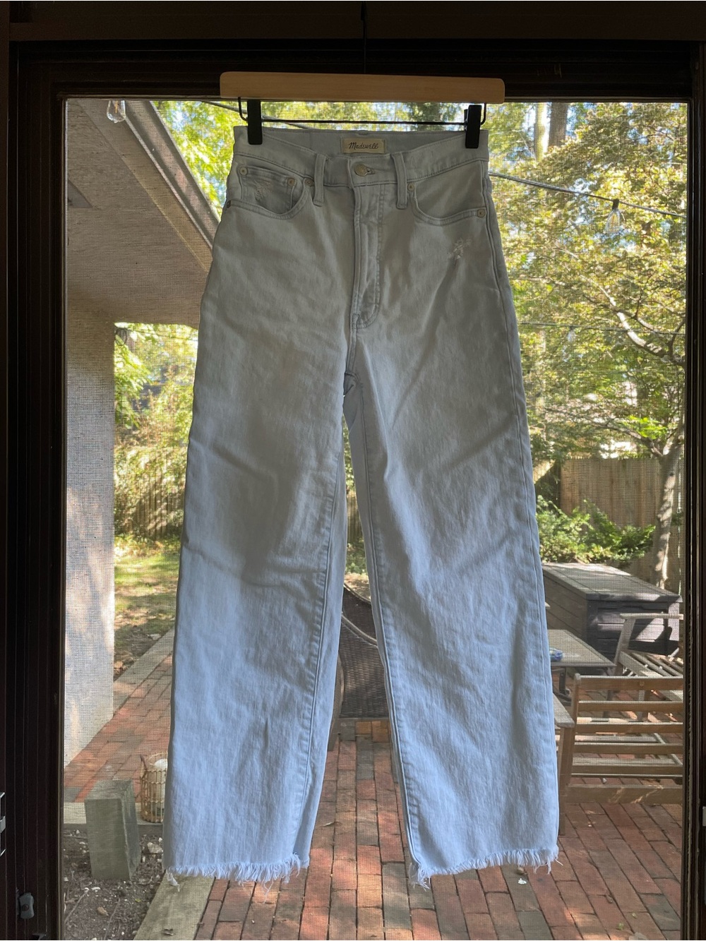 Madewell Perfect Vintage Wide Leg Crop Jeans Light Wash Raw Hem 24